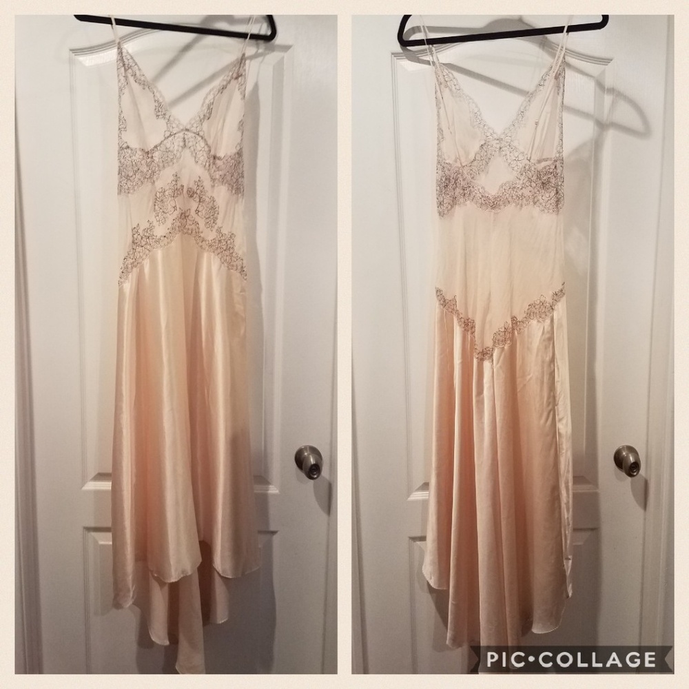 VICTORIA'S SECRET Silk Nightgown w/ Black Lace